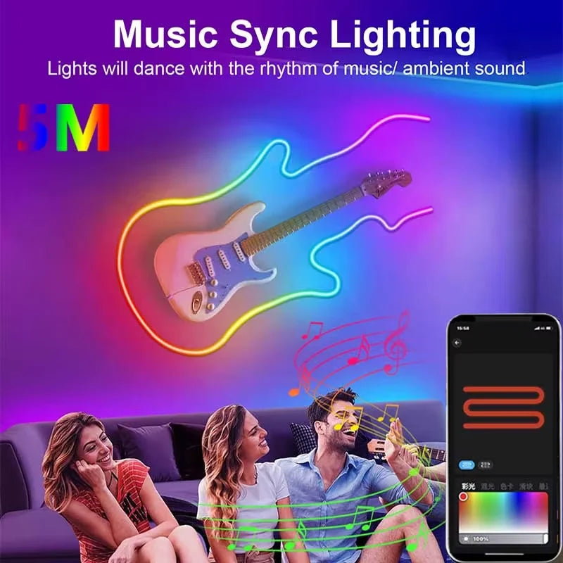 5V USB RGBIC Neon LED Strip – Smart DIY Lighting for Every Space