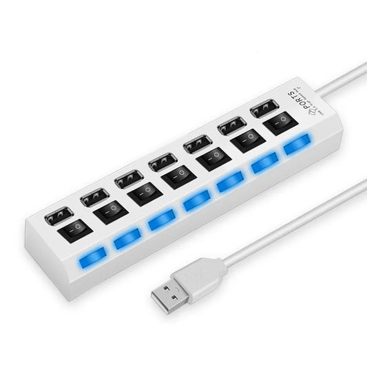 High-Speed USB 2.0 Hub with 4/7 Ports & LED Switch