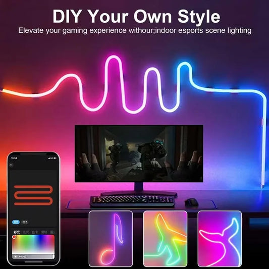 5V USB RGBIC Neon LED Strip – Smart DIY Lighting for Every Space