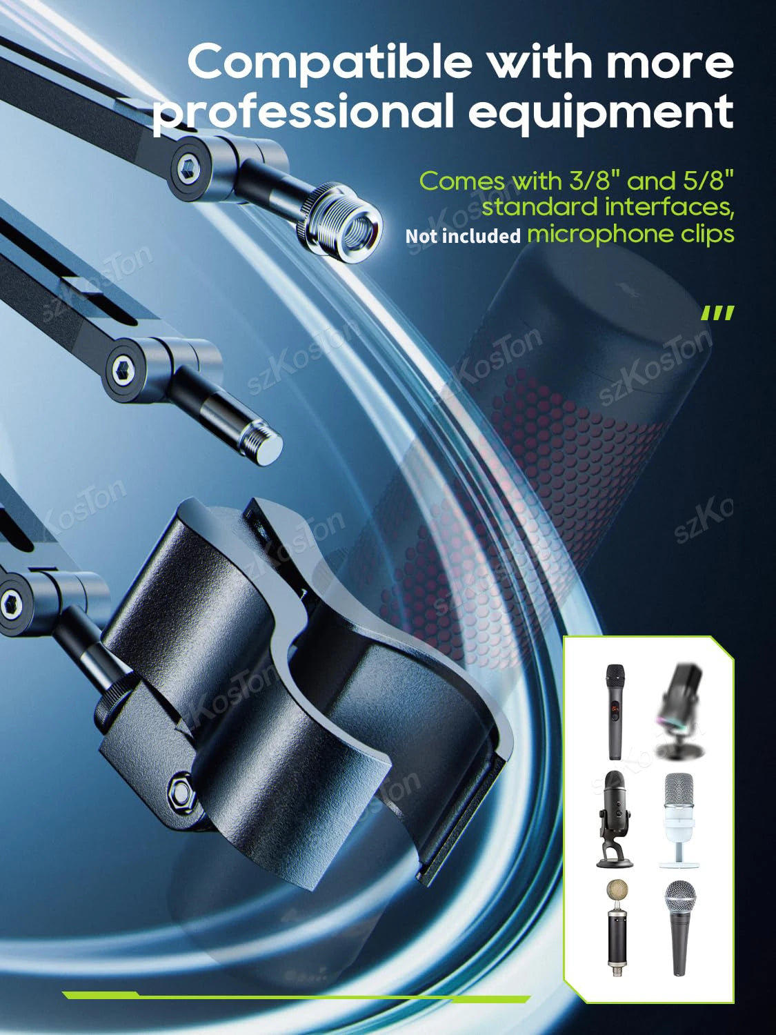 Low Profile Mic Arm – Adjustable Boom Stand with Cable Management & Riser