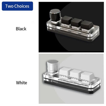 3-Key Programmable Macropad – RGB, Knob, Red Switch