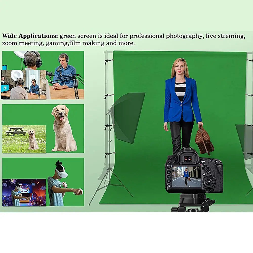 Backdrop Cloth – Green/White/Black Cotton Screen for Studio & Streaming