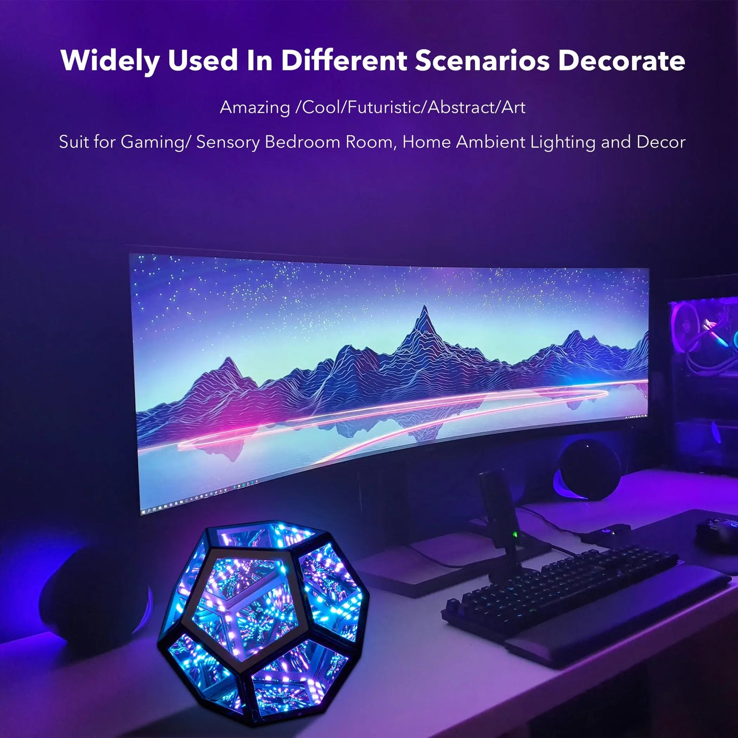 Dreamy Geometric Space LED Night Light - Creative 3D Infinity Mirror Art Lamp