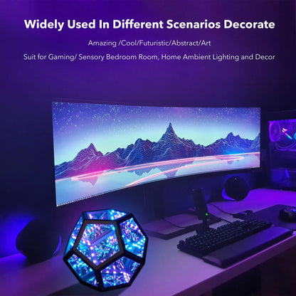 Dreamy Geometric Space LED Night Light - Creative 3D Infinity Mirror Art Lamp