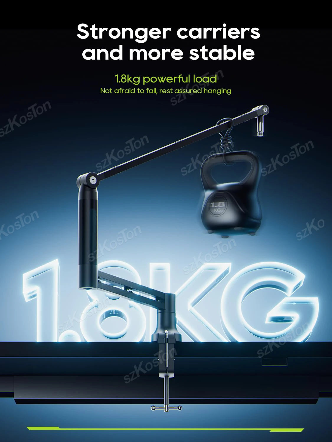 Low Profile Mic Arm – Adjustable Boom Stand with Cable Management & Riser