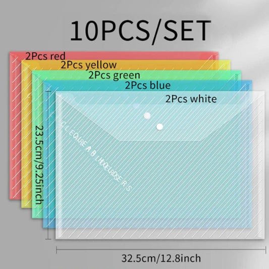 A4 Waterproof Transparent File Bags 10-Pcs